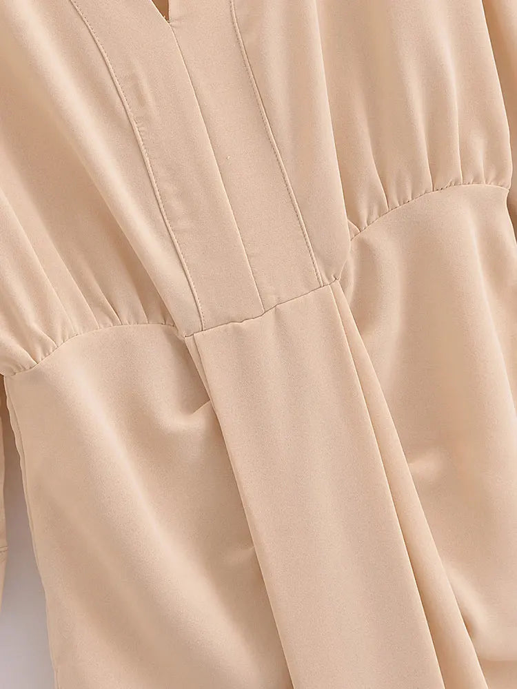 HH Dress Women Elegant Solid Waist Fitted Draped Dress Slim V Neck Half Sleeve Dresses Summer Woman Evening Dress Vestidos