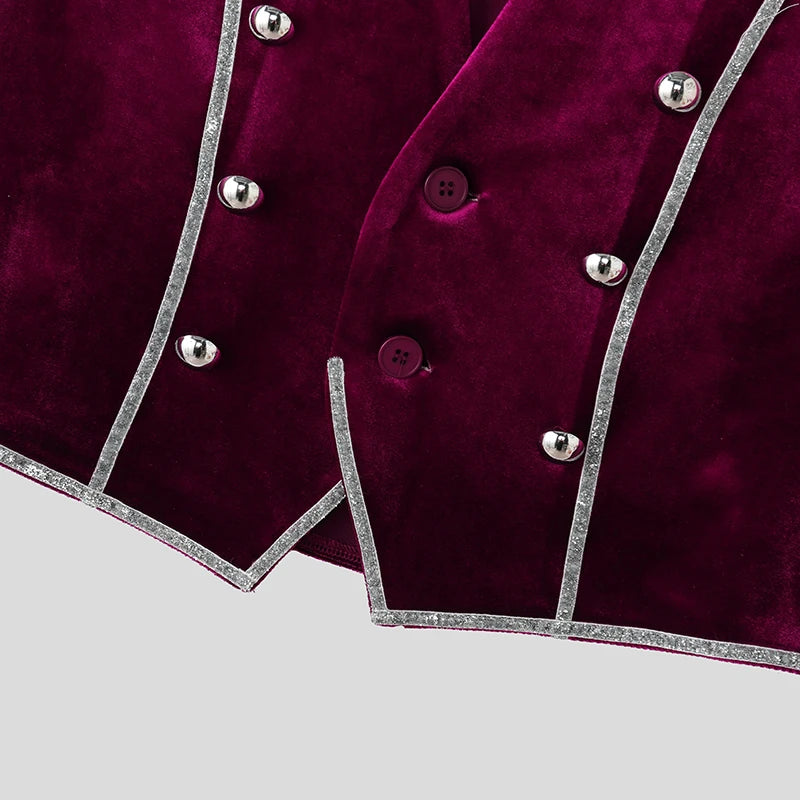 INCERUN Men's Vests Velour Patchwork Lapel Sleeveless Button Male Waistcoats Elegant Streetwear Fashion Casual Vests For Man