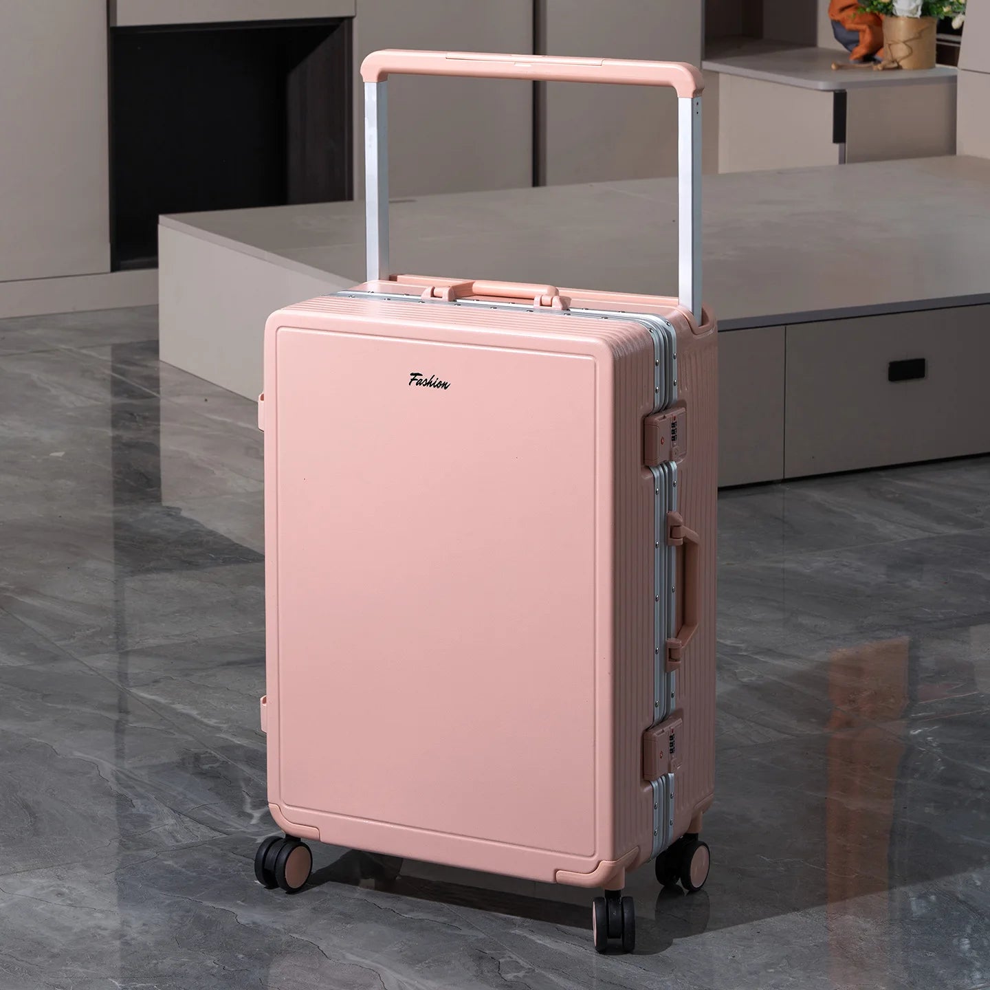 Wide Tie Rod Luggage Aluminum Frame with Durable PC Trolley Case 30 inch Multifunctional Suitcase with Large Capacity