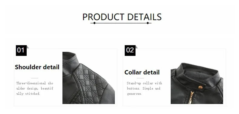 Women's Elegant Stand-up Collar Solid Jacket 2022 Female Three-dimensional Pattern Coat S-4XL New Pu Faux Leather Jacket Women