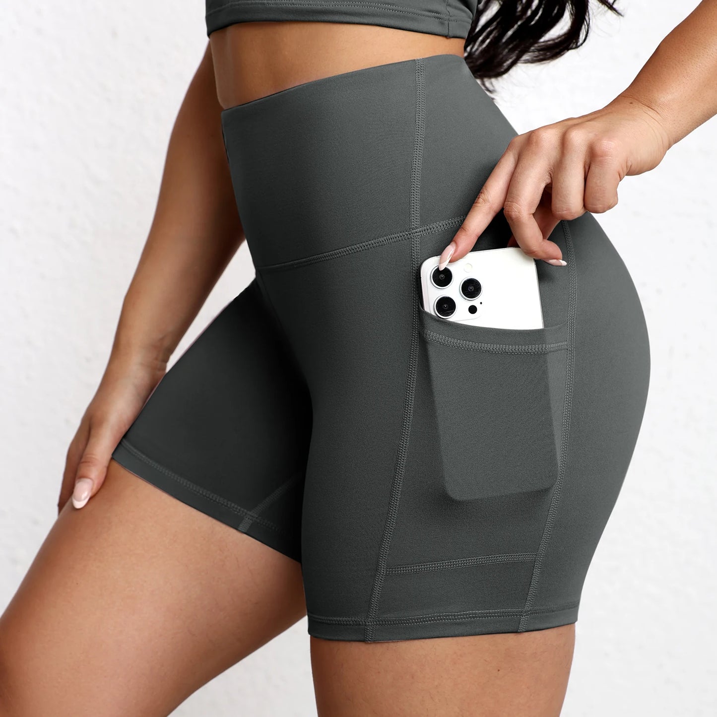 Summer Soft Yoga Shorts With Pocket Buttock Lift Gym Leggings Women High Waist Sports Shorts Women Running Workout Shorts