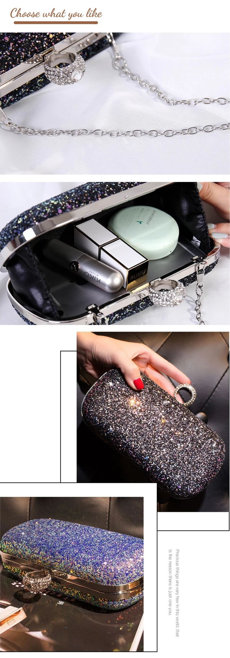 Evening Pink Clutch Designer Bags Women Luxury 2025 Purse Bling Sequins Handbag New Fashion Shoulder Crossbody Small Phone Bag