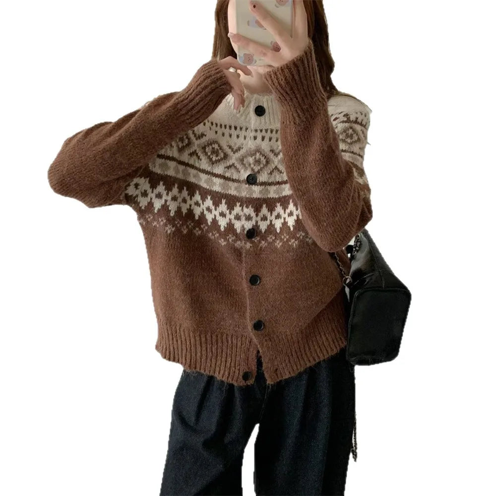 Luxury Women's Knitted Long Sleeve Sweater Shoulder Insert Cardigan Buttoned Thickened Autumn Winter 2025 New Arrival Korean...