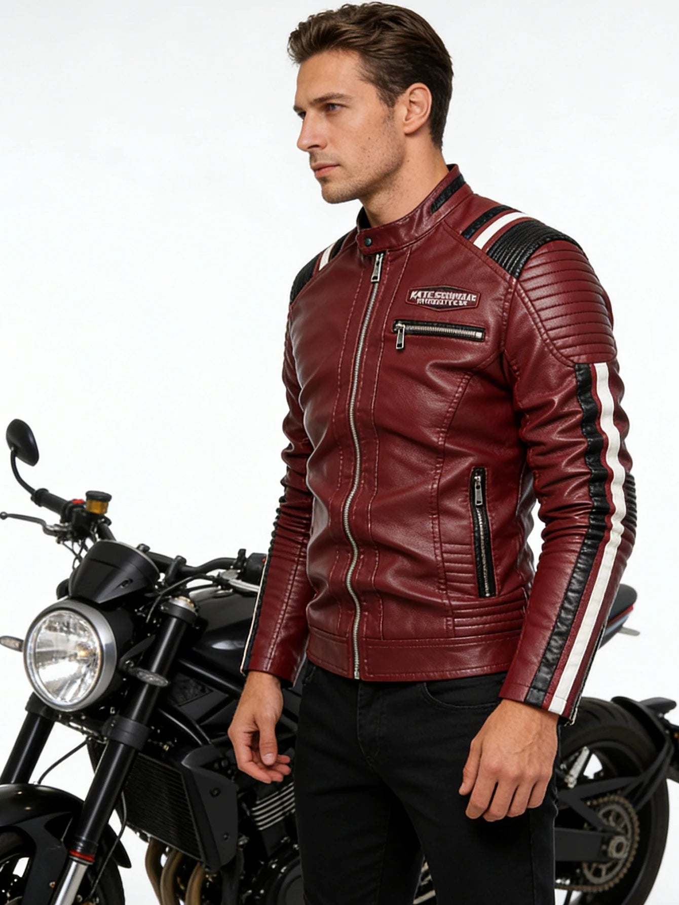 Men's Faux Leather Jacket Motorcycle Jacket Waterproof Windproof PU Moto Vintage Bomber Winter Jacket Men