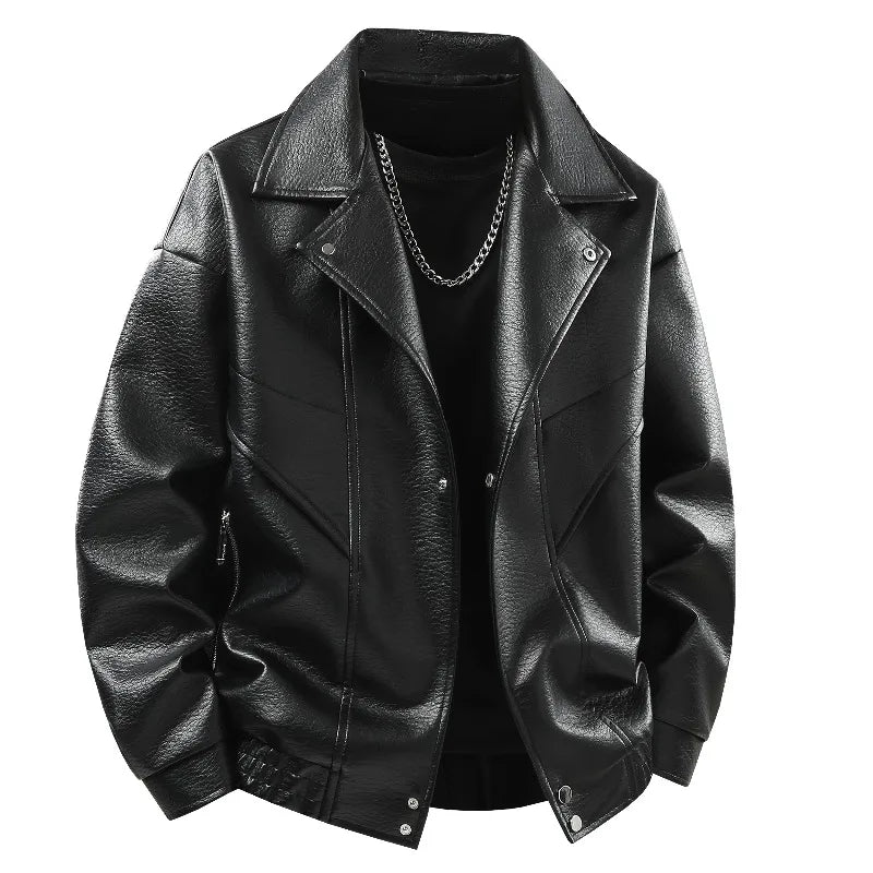 Leather Jacket Autumn Winter Outdoor Comfortable Warm Breathable Men's Jacket Sports Fitness Running Leisure Handsome Imitation