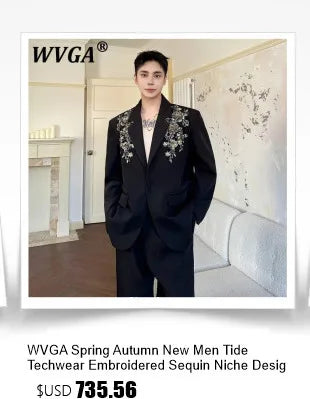 WVGA Spring Autumn New Man Tide Heavy Pearl-studded Trendy Three-dimensional Flower Blazers Niche Chic Casual Jackets Ins W22622