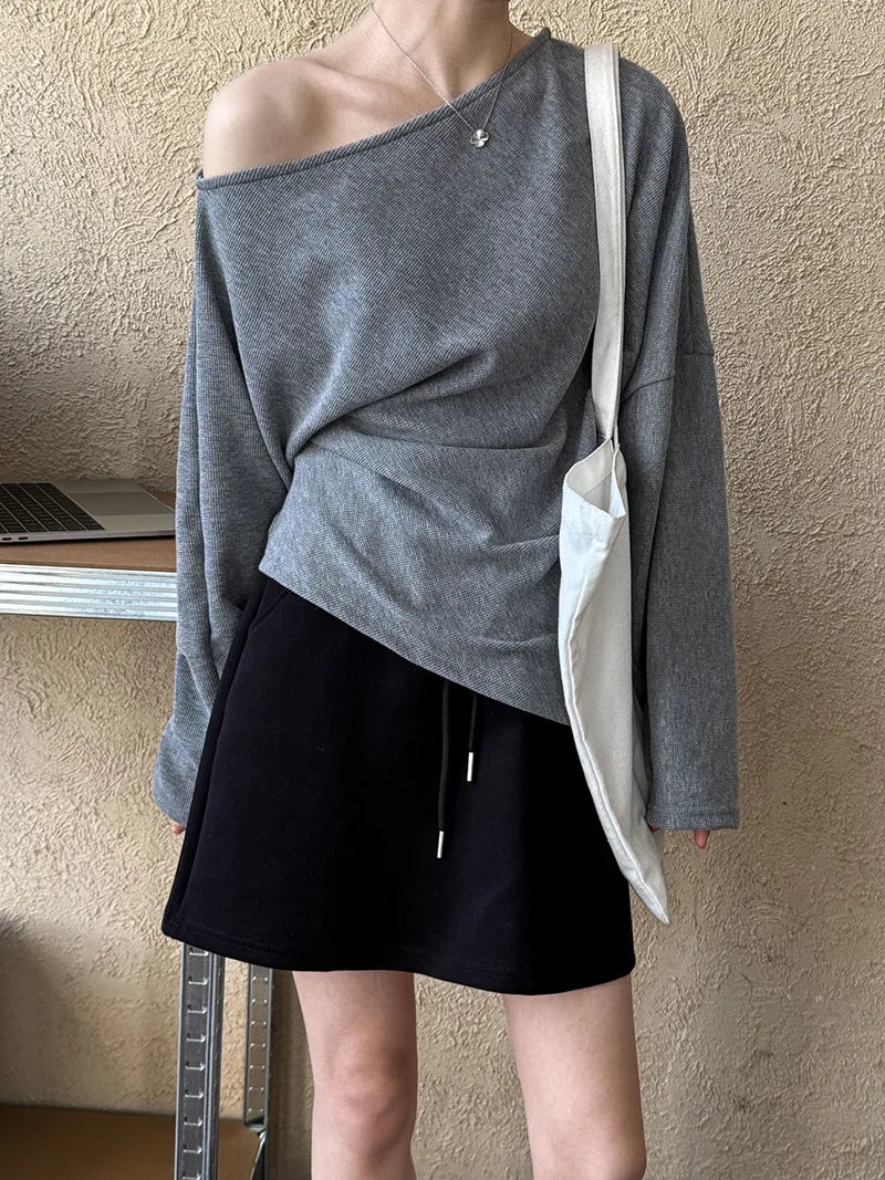 2026 Women Spring Sexy Off The Shoulder Cotton Hoodies Long Sleeve Casual Pullovers Clothes Women Tops Sweatershirt