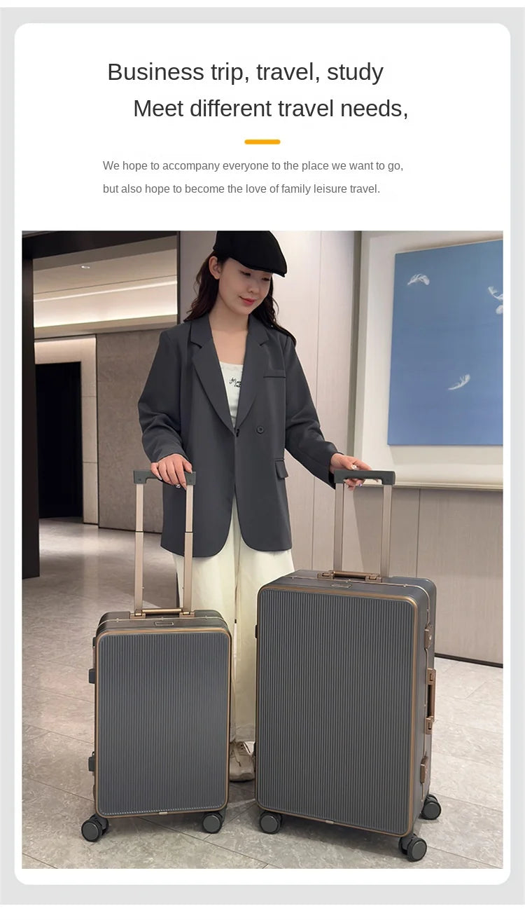 Sturdy Aluminium Frame Suitcase 28 inch Large Size Drop-resistant Trolley Case Business Suitcase 20 inch Boarding Box TSA lock