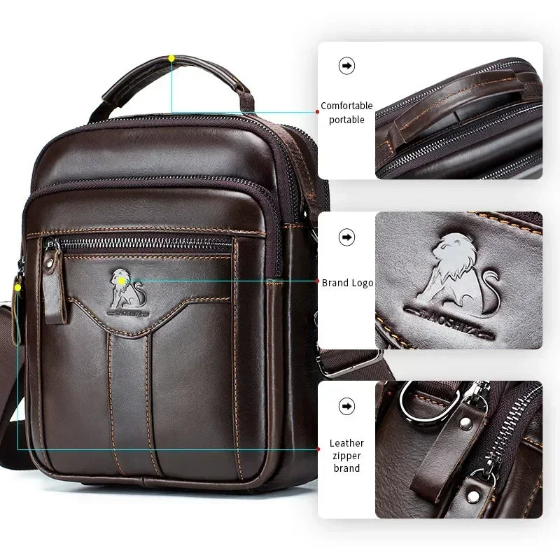 New Handbag Men's Bag Genuine Leather Shoulder Bag Husband luxury design messenger bag crossbody bags for men