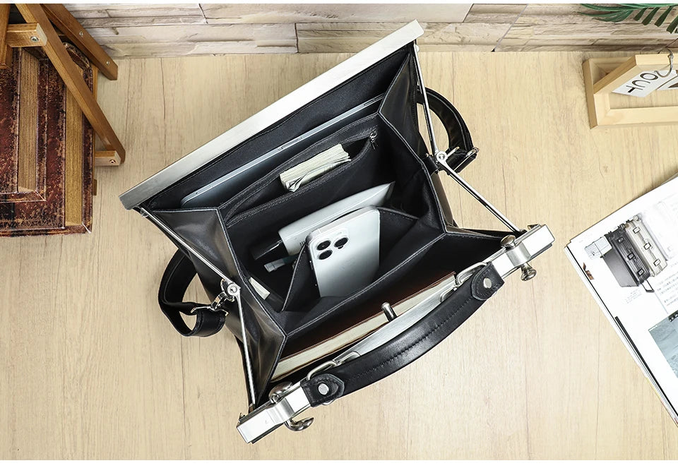 CONTACT'S Genuine Leather Top Handle Bags for Women Sling Shoulder Bags Tote Bag Handbags Metal Frame Female Bags Office Ladies