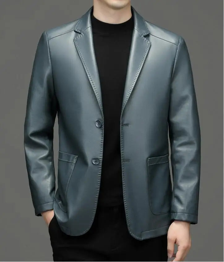 High Quality Genuine Leather Men's Suit Leather Coat Autumn and Winter New Sheep Skin Casual Small Suit Coat Men Leather Jacket