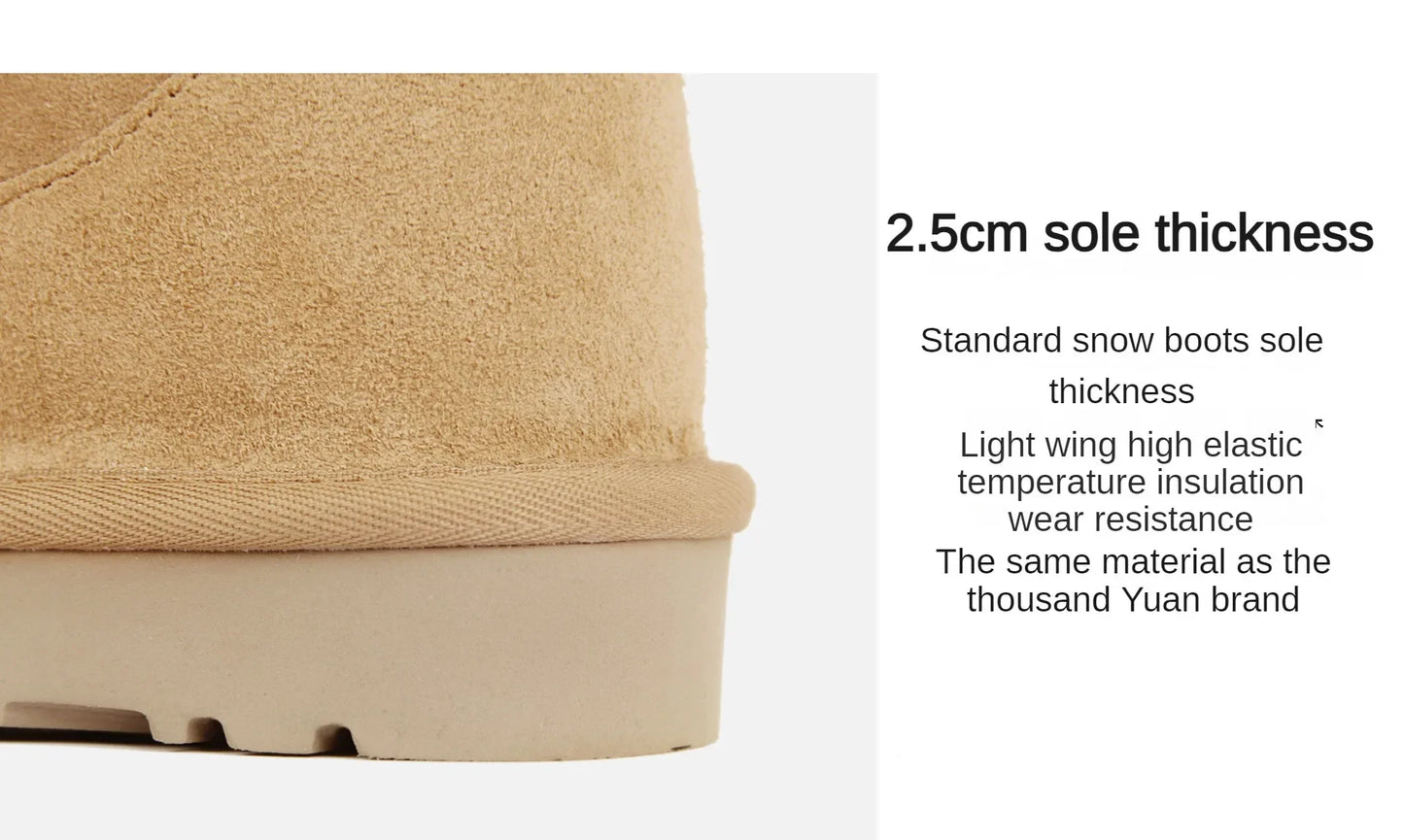 5854 men's and women's sheepskin and wool snow boots, integrated fur and leather, winter thick and warm women's boots