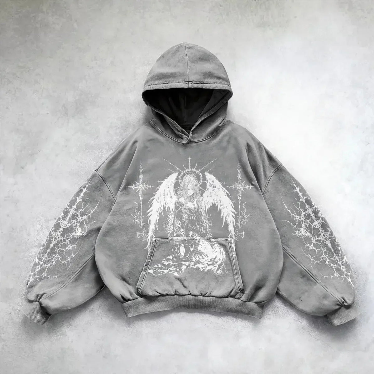 Harajuku gothic goddess print hoodies women goth 2025 hot sell hoodie y2k tops oversized sweatshirt black streetwear clothes