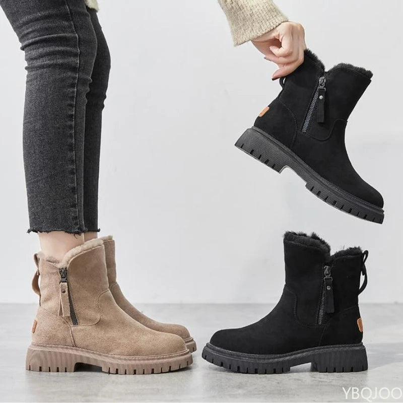 Large Size Winter Fashion Thick Sole Height Increasing and Plush Thick Women's Boots New Warm and Versatile Women's Short Boots