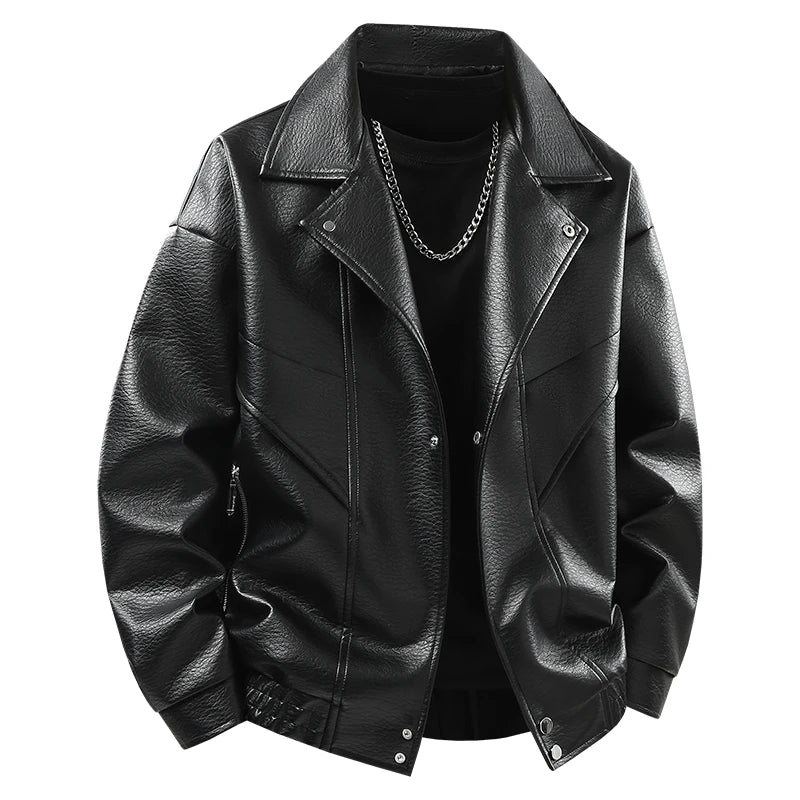 Leather Jacket Autumn Winter Outdoor Comfortable Warm Breathable Men's Jacket Sports Fitness Running Leisure Handsome Imitation