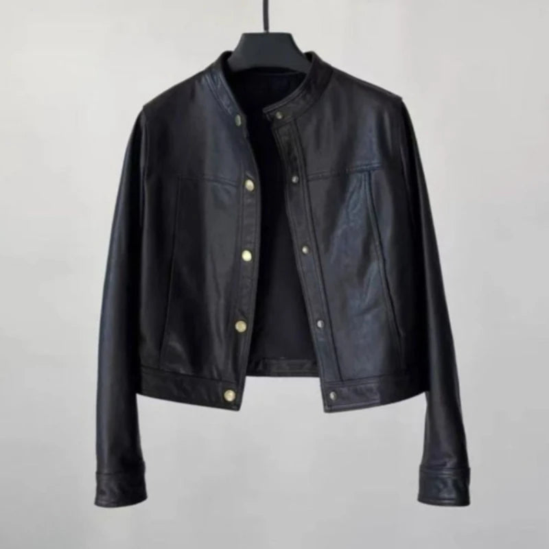 Leather Jacket Women Clothing Stand Neck Zipper Crop Tops 2026 Ropa Mujer Streetwear Casual Chic PU Coats Chaquetas Para Mujer