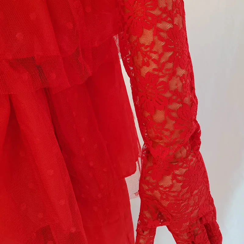 Lydia Deetz Costume with Gloves Scarf Lydia Women Wedding Dress Gothic Red Gown Halloween Outfits with Veil Beetle Bride Cosplay