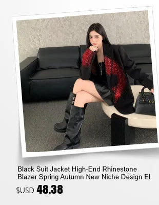 Cardigan Jacket For Women Red Metal Button Palace-Style American High-Street Denim Black Jean New Short Korean Chic Coats Black