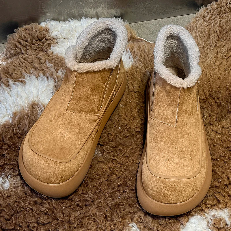 European  American High-end New Frosted Big Toe Thick Soled Snow Boots Youth Warm Plush Boots Retro Casual Lazy Boots