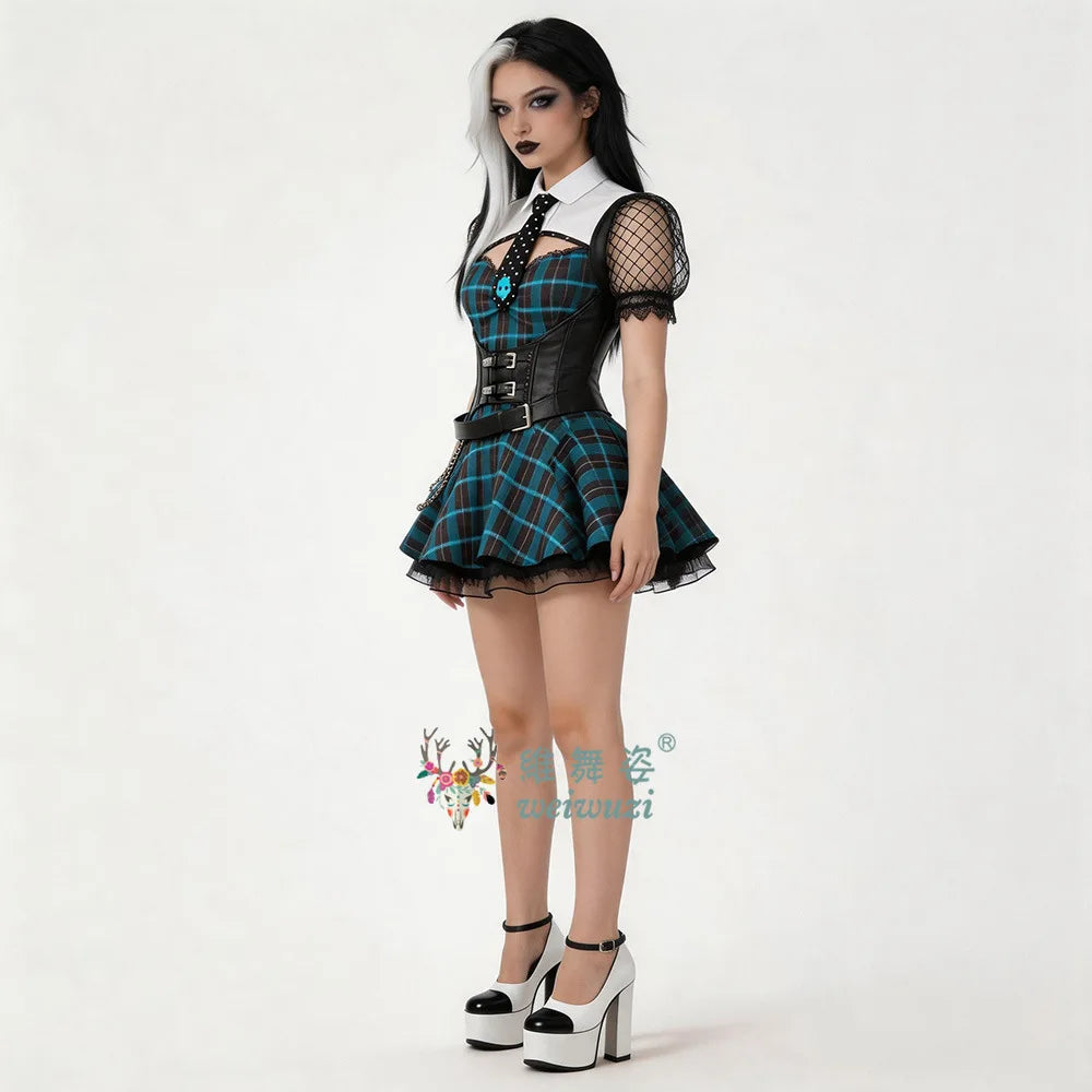 Halloween Monster Cos High Cosplay Costume Women's SexyGothic Dress Up Party Fantasy Uniform Campus Style Dress Comic Con Outfit