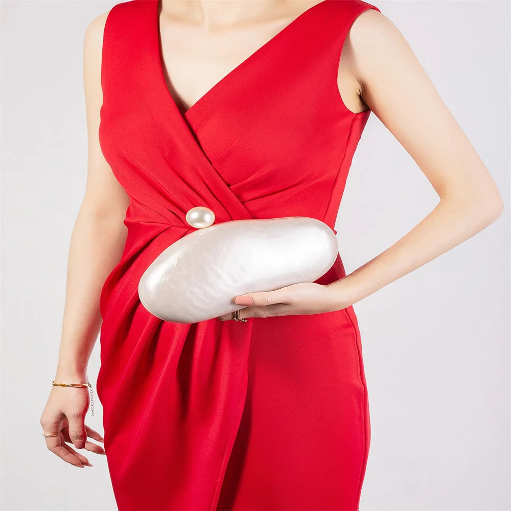 New Pearl Marble Red Green Brown Black Acrylic Box Clutches Evening Bags Women Luxury Designer Purses Bridal Wedding Party Bags