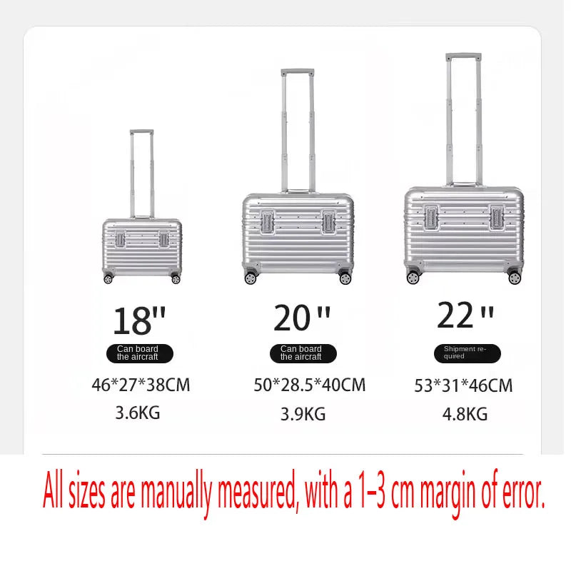 Bunnyfly 18/20-Inch Aluminum Alloy Magnesium Modern Carry-On Luggage Air Approval Aluminum Trolley Portable Cabin Size Suitcase