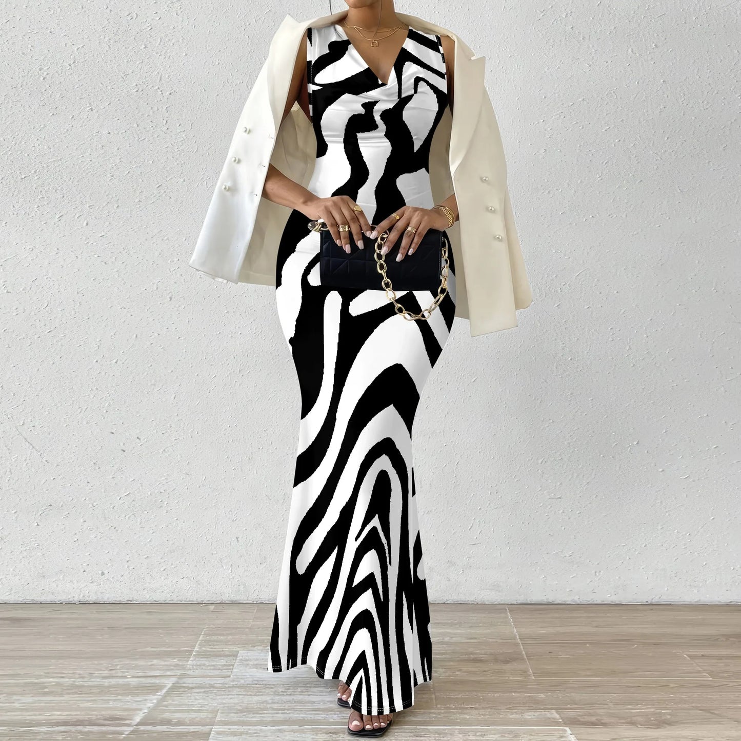 Womens Sexy Casual Dresses Colorful Geometric Off-Shoulder Maxi Dress  Artistic Party Evening Resortwear Swing Neck Dress