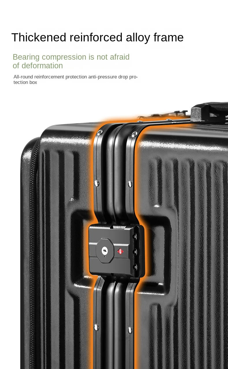 Front Opening Suitcase 20 inch Boarding Box Trolley Case 28/30 inch Luggage Large Capacity Aluminium Frame Suitcase Password Box