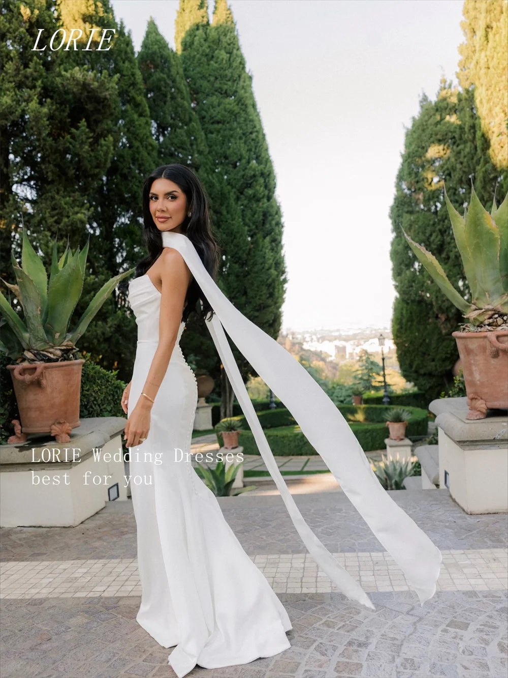 LORIE Luxury Illusion Mermaid Wedding Dress Pleat Sleeveless Bridal Dresses Elegant Boat Neck Wedding Gown Customized 2026