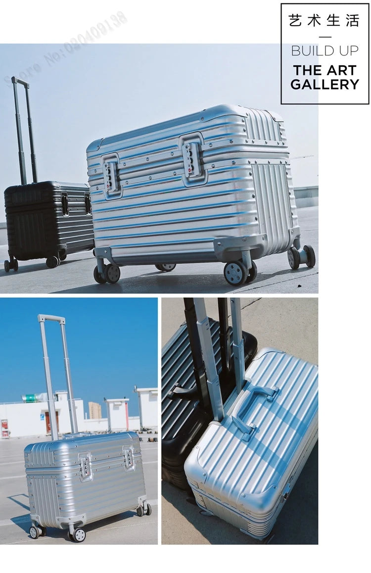 All Aluminium Magnesium Alloy Captain's Luggage Top Flap Camera Case 18/20‘’ Cabin Suitcase 22/24‘’ Trolley Case