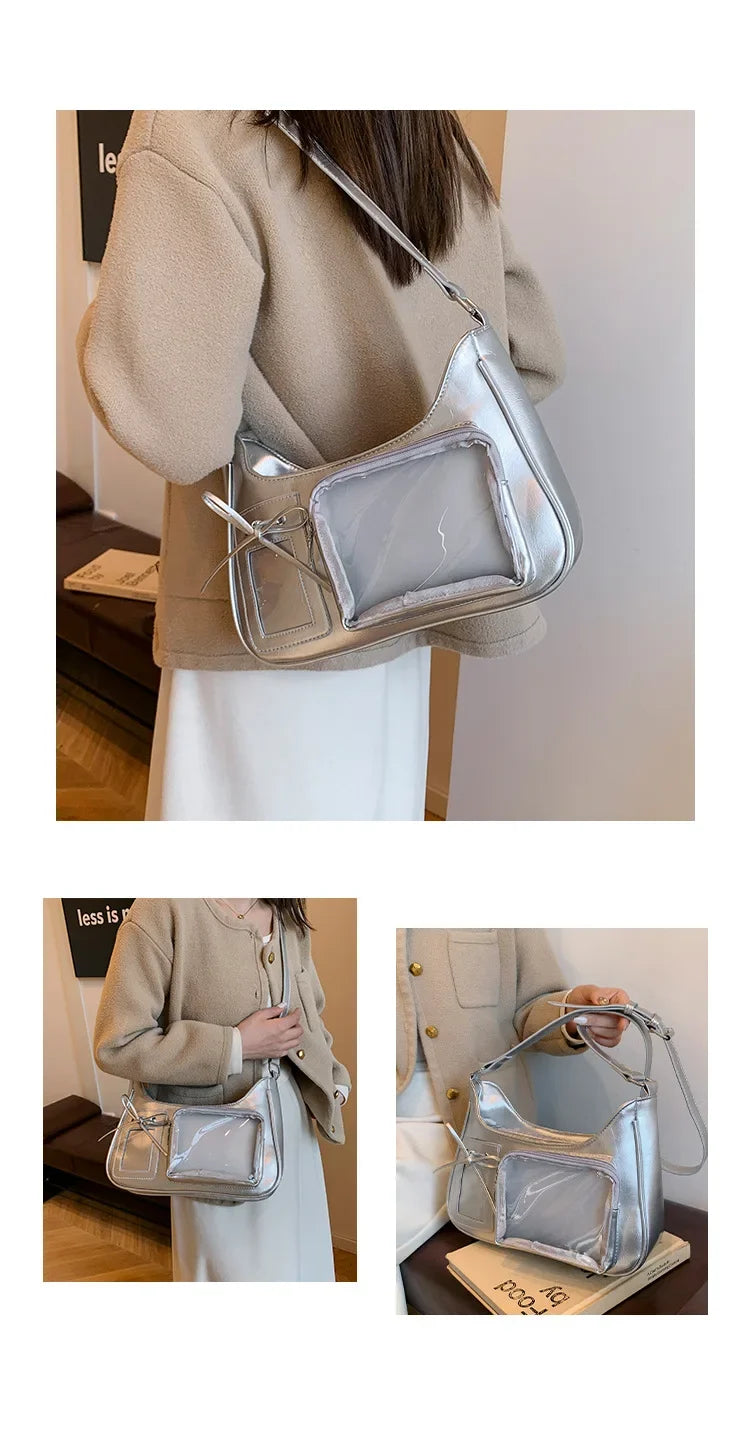 Y2k Harajuku Shoulder Bag Women Korean Transparent Ita Bag School Crossbody Bag Female Japanese Designer Preppy Handbag Purse
