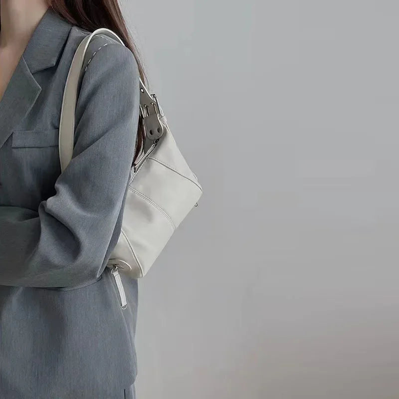 Y2K Style Shoulder Bag For Women Trendy Motorcycle Handbag Minimalist Shoulder Purse For Girls Street Wear