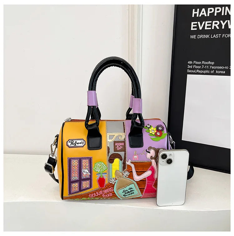 Design Patchwork Zipper 2026 Hot Sale Women's Bags Retro High Quality Women's Bags PU New Personality Stylish Shoulder Bags