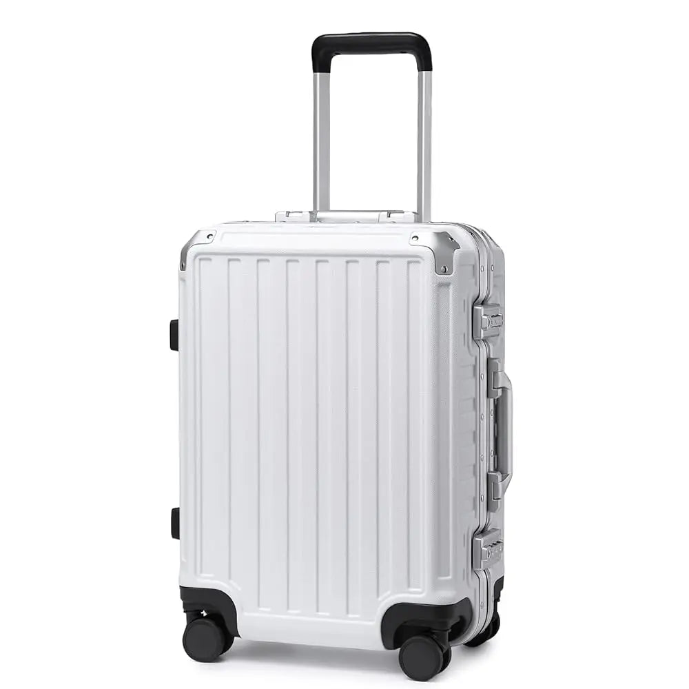 Hard Case Suitcase Trolley Aluminum Frame suitcase PC hand luggage with 4 Rolls TSA Check-in Luggage Trackcase Black