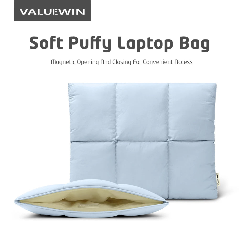 Puffy 13 14 Inch Laptop Sleeve Quilted Padded Computer Cover Bag for Women 14 16 inch Laptop Carrying Case for Macbook Air Pro