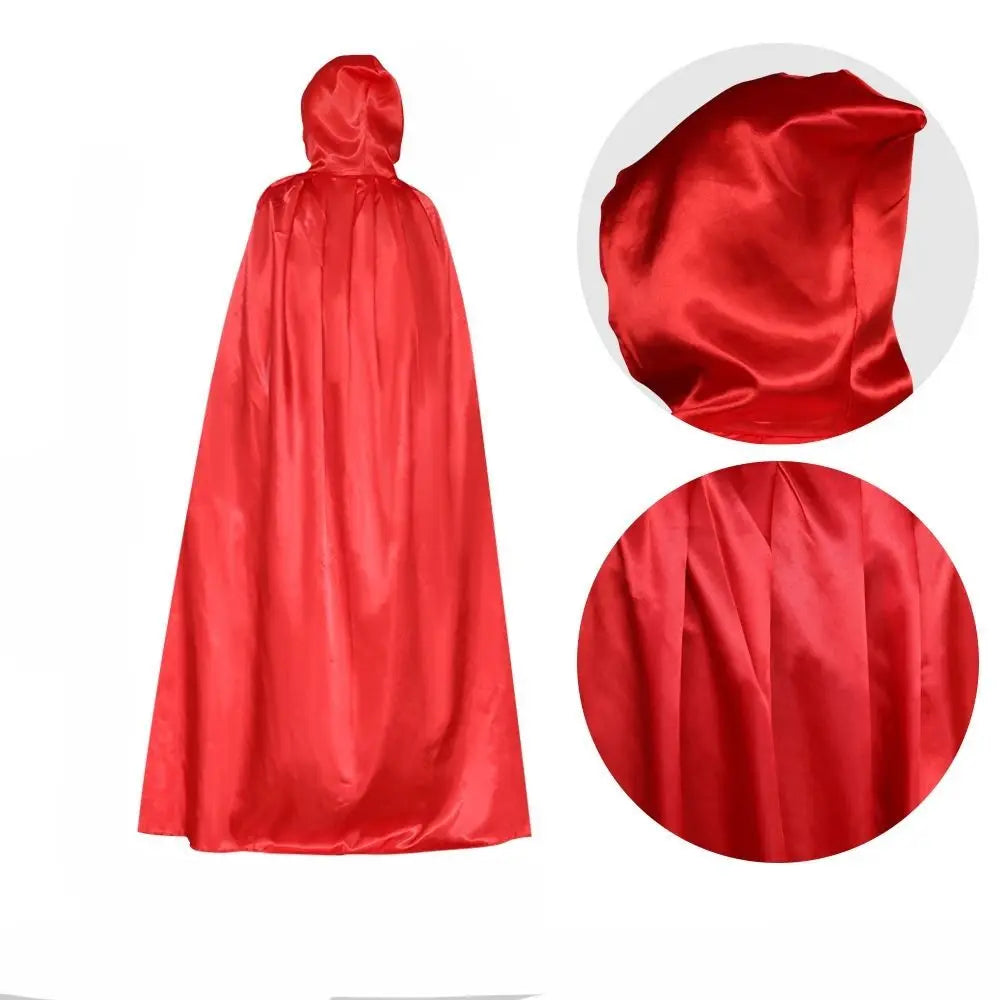 Fashion Solid Color Halloween Cloak with Big Hat Classic Grim Reaper Cloak Dress Up Hooded Cape Witch's Cloak Halloween Party