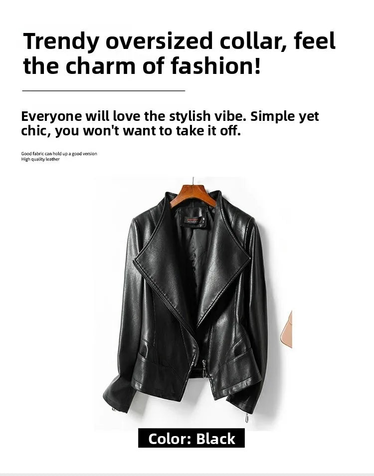 Ning Genuine Leather Jacket Women's Short Sheepskin 2026 Spring Autumn New Style Motorcycle Biker Jacket Slim Fit Korea...