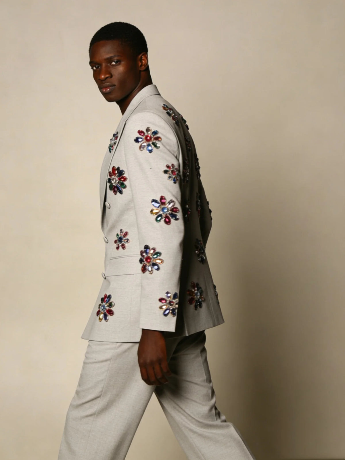 Colorful Crystals Men Suit Set 2 Pcs Blazer+Pants Trousers Groom Wedding Tuxedo Formal Office Business Jacket Coat Customized
