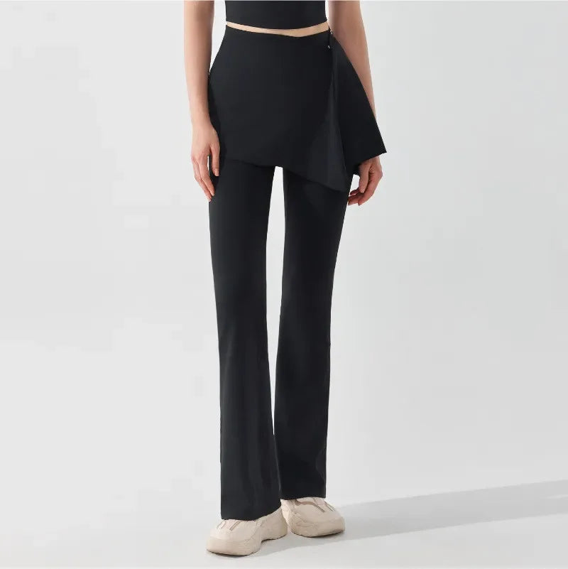 Detachable Two-piece Skirt Yoga Leggings Women Black Soft Tight Gym High Waist Hip Lifting Fitness Athletic Skinny Flared Pants