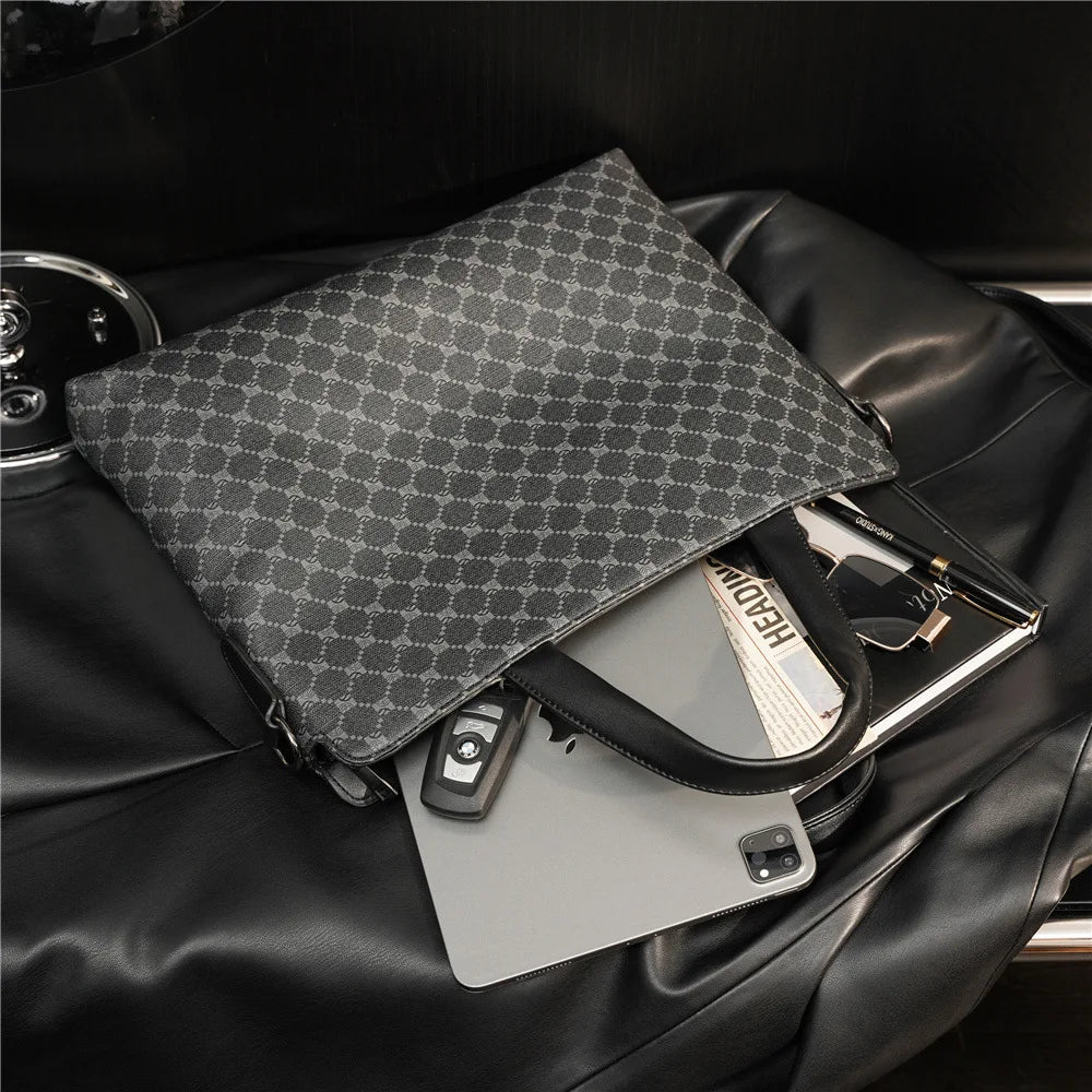 Luxury Business Handbags Men Briefcase Fashion Print Handbag Men Crossbody Messenger Bag Laptop Bag Male Top-Handle Bags Totes