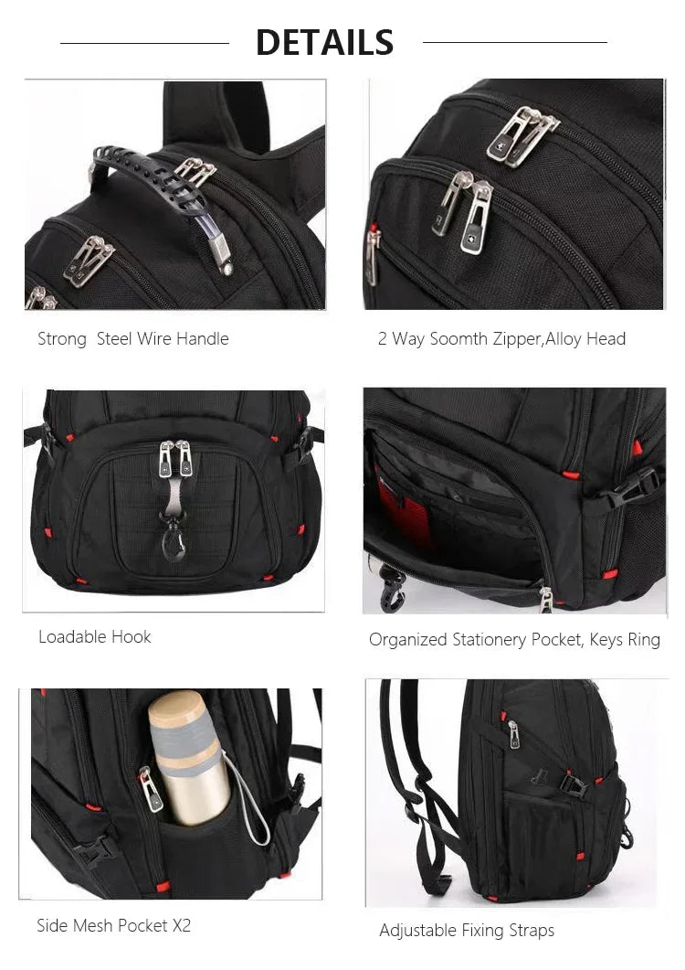 2026 Swiss-Multifunctional bags Durable 17 Inch Laptop Backpack, Travel Bag,College Bookbag,USB Charging Port,Water Resistant