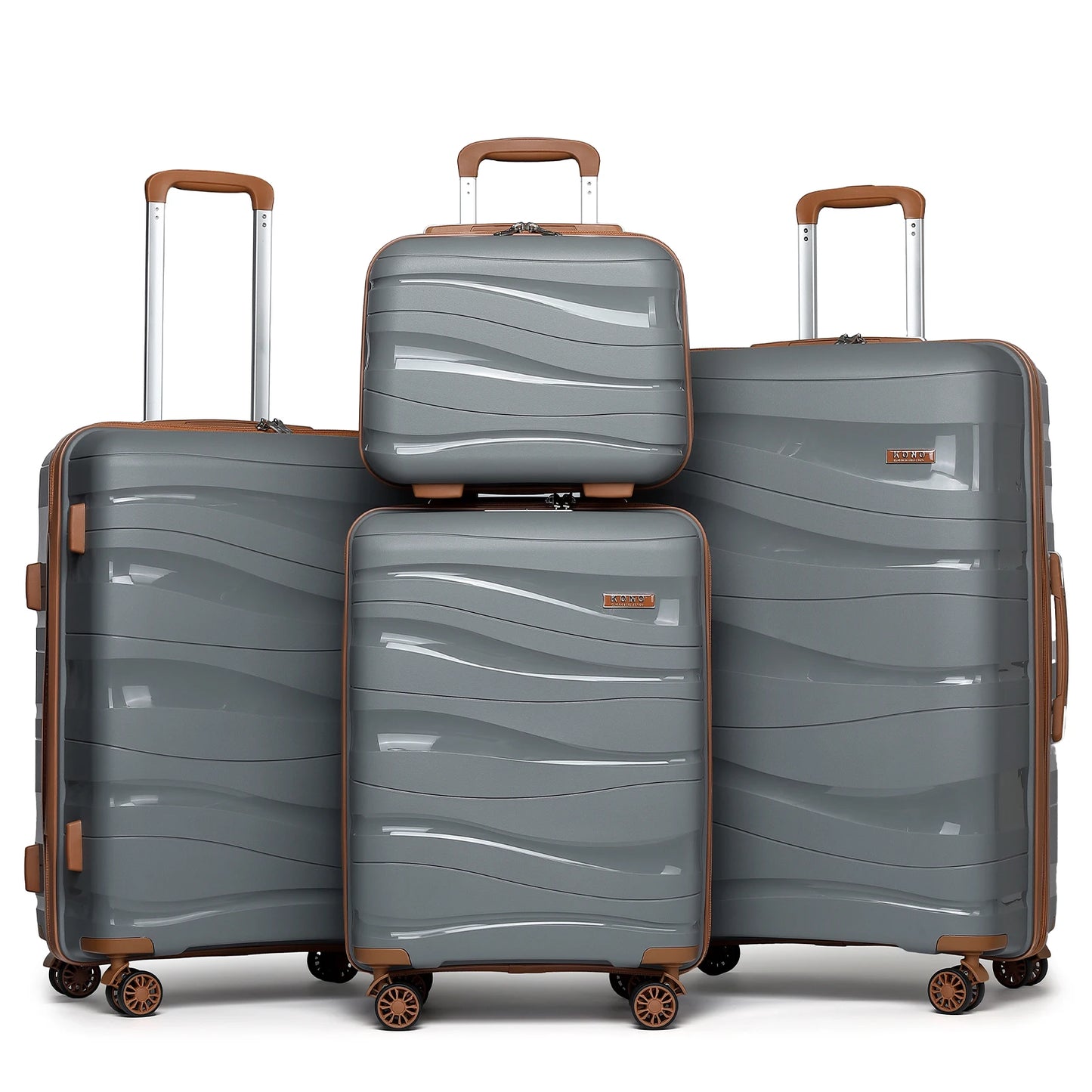 Kono Luggage 4-Piece Lightweight Polypropylene Hard Shell Suitcase Set with TSA Locks & Spinner Wheels - 14"/20"/24"/28"