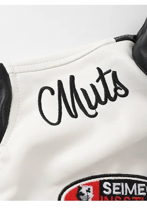 Women's Embroidered White PU Leather Jacket Motorcycle Wear Trendy Jazz Dance Autumn 2025 Collection New Arrival