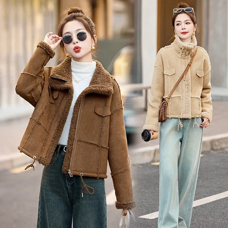 Winter Hot Sale Of The Season Fashionable Trendy Good Looking Leather Fur Integrated Jacket Short Outerwear Women's Clothing No