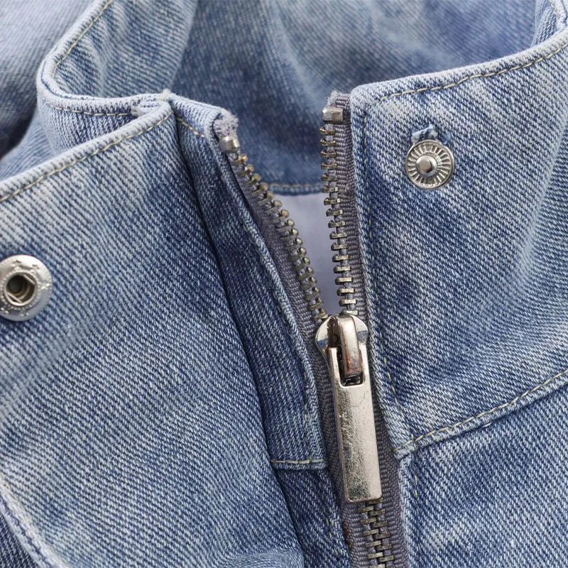 UETEEY Fashionable Versatile Loose Long Sleeve Denim Jacket Women's Cross-Border  Street Style Thickened Zipper Closure