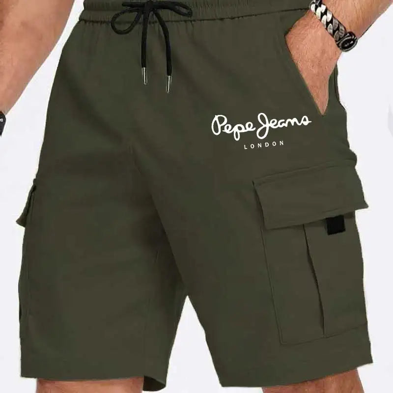 2026 Mens Cargo Shorts Summer Letter Print Short Casual Shorts for Outdoor Work Hiking Travel Durable Multi Pocket Lightweight