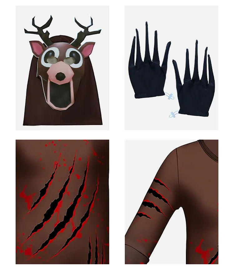 99 Nights In The Forest Deer Costume Fnaf Horriable Halloween owl  party Costume for Adult Kid Nightmare Reindeer Christmas Gift