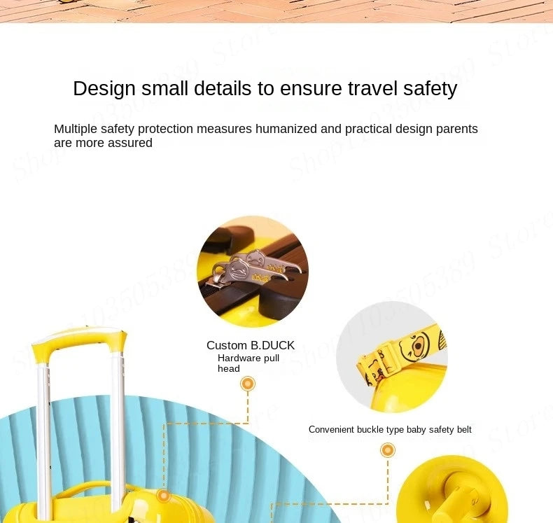 Cute Pony Cartoon Suitcase for Children Can Sit and Ride Carry on Kids Luggage Baby Trolley Case Boarding Cabin 20 Inch