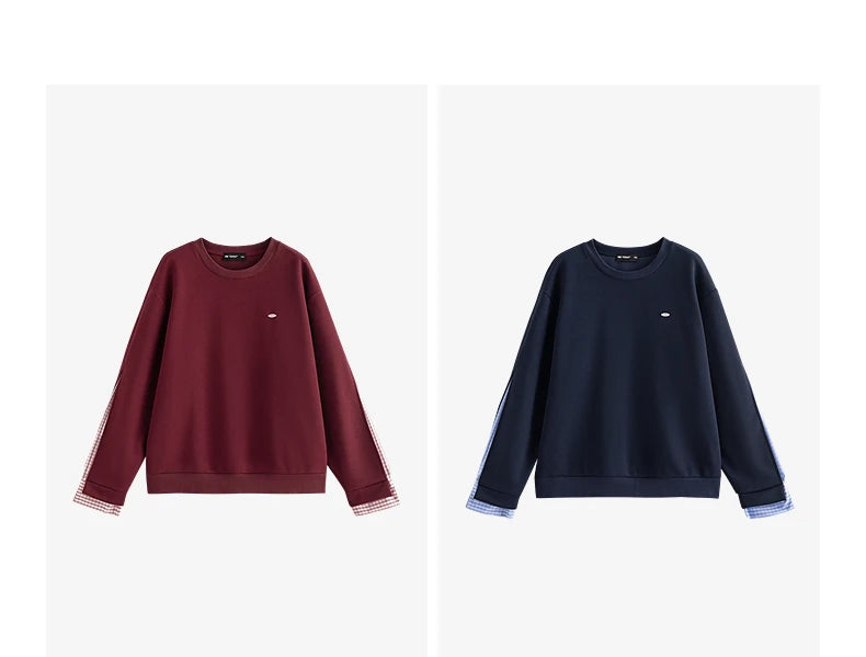 TOYOUTH Women Hoodies Sweatshirt 2025 Autumn New Patchwork Design Round Neck Long Sleeve Pullover Casual Tops