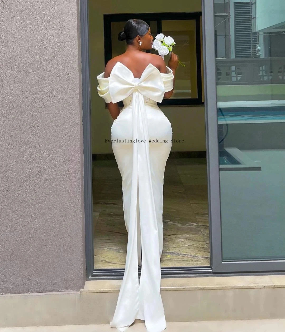 New Black Women Wedding Dress 2026 Off The Pleat Lace Applique Back Bow Satin Bride Formal Gowns Vestidos De Novias